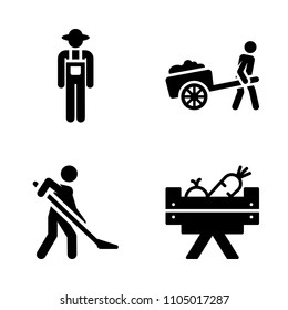 Farm Icon Set. Working, Fruit, Grocery And Land Vector Illustration For Web