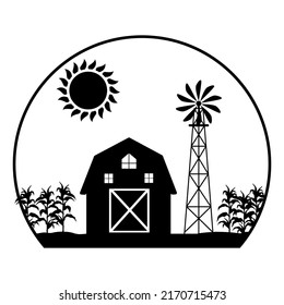 Farm icon vector. Hangar illustration sign. Barn symbol. Granary logo.