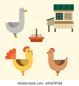 Farm icon vector illustration nature food harvesting grain agriculture different animals characters.