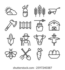  farm icons, agricultural icons, farming symbols, 