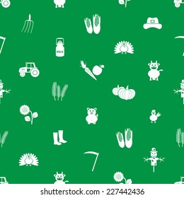 farm icons green and white seamless pattern eps10