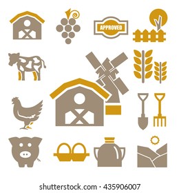 farm icons set