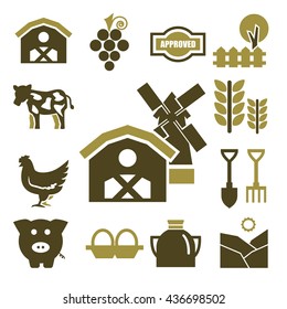 farm icons set