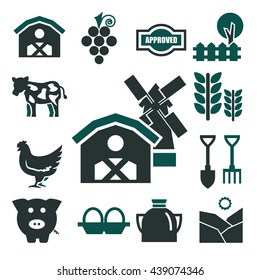farm icons set