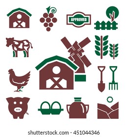 farm icons set