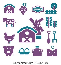 farm icons set