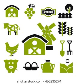 farm icons set