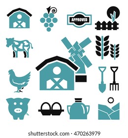 farm icons set