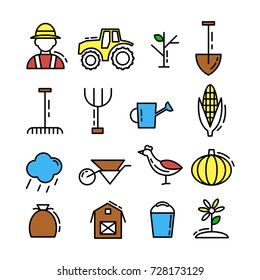 farm icons set