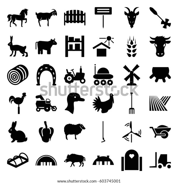 Farm Icons Set Set 36 Farm Stock Vector Royalty Free 603745001