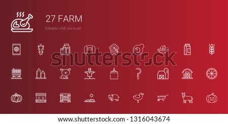 Farm Icons Set Collection Farm Wheelbarrow Stock Vector Royalty