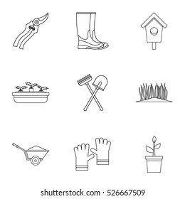 Farm icons set. Outline illustration of 9 farm vector icons for web