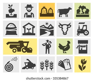 farm icons set. signs and symbols