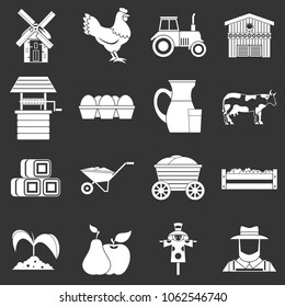 Farm icons set vector white isolated on grey background 