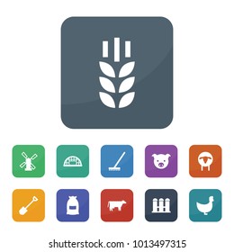 Farm icons. vector collection filled farm icons such as wheat, cow, sheep, bag, pig, chicken, windmill, fence, rake, shovel