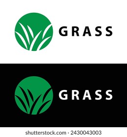 Farm illustration green grass logo design simple natural grass vector template