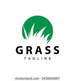 Farm illustration green grass logo design simple natural grass vector template