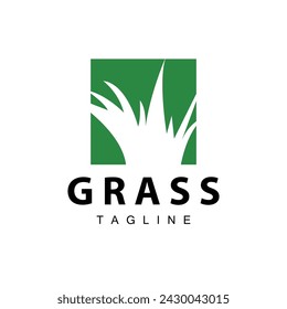 Farm illustration green grass logo design simple natural grass vector template