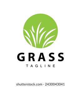 Farm illustration green grass logo design simple natural grass vector template
