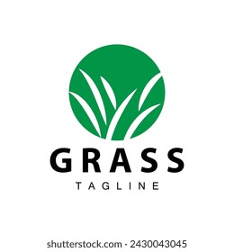 Farm illustration green grass logo design simple natural grass vector template