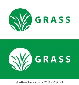 Farm illustration green grass logo design simple natural grass vector template