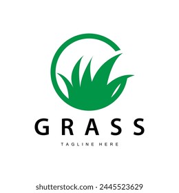 Farm illustration green grass logo design simple natural grass vector template