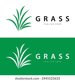 Farm illustration green grass logo design simple natural grass vector template