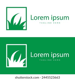 Farm illustration green grass logo design simple natural grass vector template