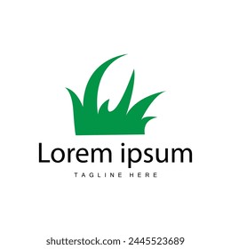 Farm illustration green grass logo design simple natural grass vector template