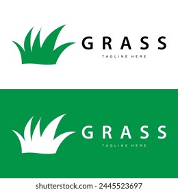 Farm illustration green grass logo design simple natural grass vector template