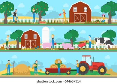 Farm illustration set.