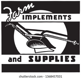 Farm Implements And Supplies - Retro Ad Art Banner