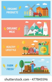 Farm Infographic Elements Banners Set, vector