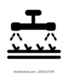 Farm irrigation or crop sprayer icon. Symbol of modern agriculture, watering system, and crop care technology.