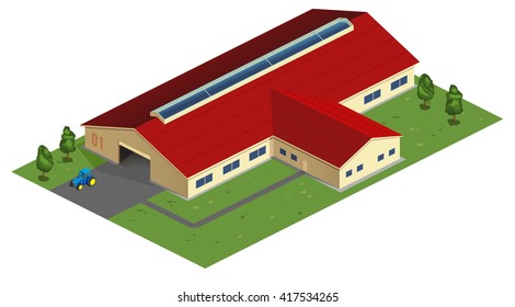 Farm isometrics an? blue tractor