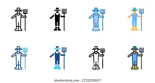 Farm labor icons set multiple style collection. Editable stroke 
