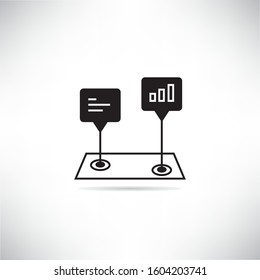 farm land with bar graph for smart farm and precision agriculture concept icon