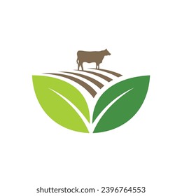 farm land cow vector logo