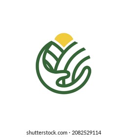farm land and hand logo icon vector template
