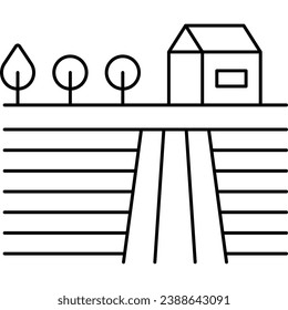 Farm land, line icons related to farm, farming, gardening, agriculture