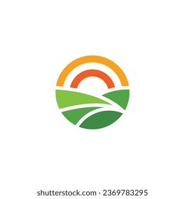 farm land sun logo icon silhouette abstract