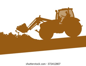 Farm landscape excavator machine ground work vehicle construction site abstract vector background