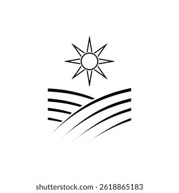 Farm landscape, field line icon isolated on white background