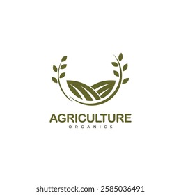 Farm landscape logo set in flat design, concept of growing organic crops and livestock, great choice for agribusiness and local farm