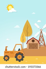 farm landscape scene vector