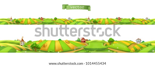 Farm Landscape Seamless Panorama 3d Vector Stock Vector (Royalty Free ...