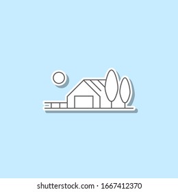 Farm landscape sticker icon. Simple thin line, outline vector of web icons for ui and ux, website or mobile application