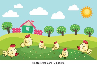 farm landscape. vector illustration