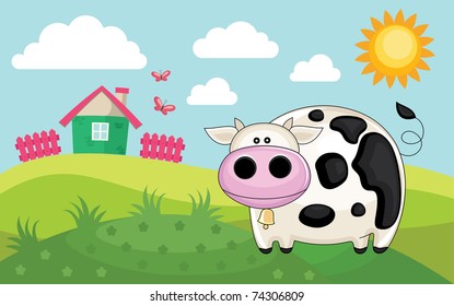 farm landscape. vector illustration