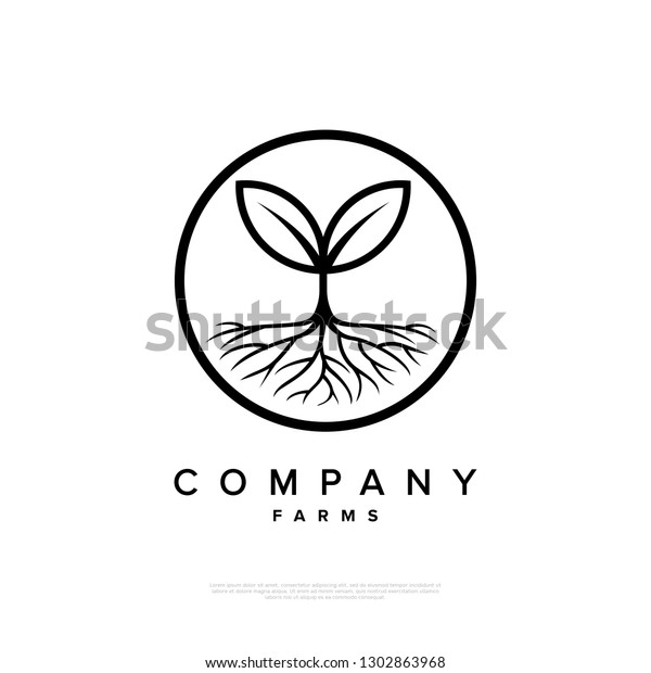 Farm Leaf Logo Design Template Creative Stock Vector Royalty Free